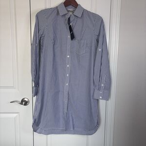 Finley Blue And White Striped Shirt Dress Size M NWT $260 Retail